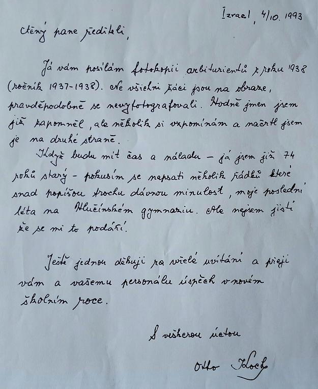 Dopis spolužáka J.Kainara  O. Kocha 1993